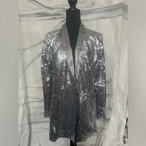 NY&C Silver Sequin Jacket, Size L
